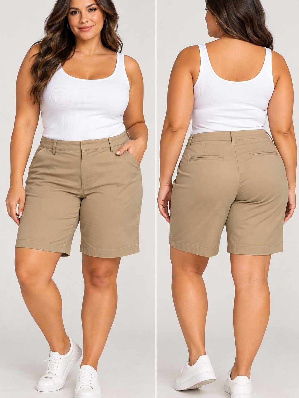 Nautica Khaki Tan Bermuda Shorts for Women